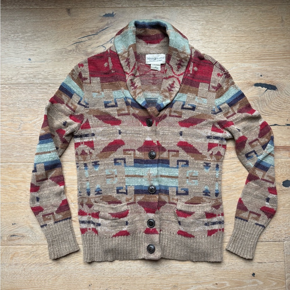 🔥RARE 🔥Aztec Tribal 🔥Cardigan Sz S Ralph Lauren Denim& Supply price firm! - Picture 2 of 5